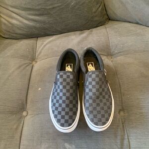 Vans Black and Gray Checkerboard Slip-Ons